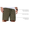 COOFANDY Mens Casual Shorts Cotton Elastic Waist Drawstring Summer Shorts(Dark Green)