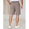 COOFANDY Mens Casual Shorts Cotton Elastic Waist Drawstring Summer Shorts(Khaki Grey)