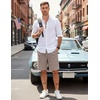 COOFANDY Mens Casual Shorts Cotton Elastic Waist Drawstring Summer Shorts(Khaki Grey)