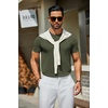 COOFANDY Men’s Casual T-Shirts Short Sleeve Crewneck Pullover Knit Tee(Army Green)
