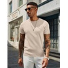 COOFANDY Men’s Casual T-Shirts Short Sleeve Crewneck Pullover Knit Tee(Beige)