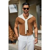 COOFANDY Men’s Casual T-Shirts Short Sleeve Crewneck Pullover Knit Tee(Caramel)