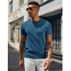 COOFANDY Men’s Casual T-Shirts Short Sleeve Crewneck Pullover Knit Tee(Demin Blue)
