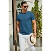 COOFANDY Men’s Casual T-Shirts Short Sleeve Crewneck Pullover Knit Tee(Demin Blue)