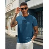 COOFANDY Men’s Casual T-Shirts Short Sleeve Crewneck Pullover Knit Tee(Demin Blue)