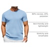 COOFANDY Men’s Casual T-Shirts Short Sleeve Crewneck Pullover Knit Tee(Light Blue)