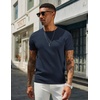 COOFANDY Men’s Casual T-Shirts Short Sleeve Crewneck Pullover Knit Tee(Navy Blue)