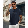 COOFANDY Men’s Casual T-Shirts Short Sleeve Crewneck Pullover Knit Tee(Navy Blue)