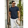 COOFANDY Men’s Casual T-Shirts Short Sleeve Crewneck Pullover Knit Tee(Navy Blue)
