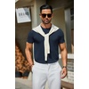 COOFANDY Men’s Casual T-Shirts Short Sleeve Crewneck Pullover Knit Tee(Navy Blue)