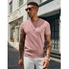 COOFANDY Men’s Casual T-Shirts Short Sleeve Crewneck Pullover Knit Tee(Pink)