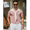 COOFANDY Men’s Casual T-Shirts Short Sleeve Crewneck Pullover Knit Tee(Pink)
