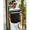 COOFANDY Men’s Casual T-Shirts Short Sleeve Crewneck Pullover Knit Tee(Stripe – Black & White)
