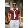 COOFANDY Men’s Casual T-Shirts Short Sleeve Crewneck Pullover Knit Tee(Wine Red)