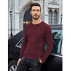 COOFANDY Mens Long Sleeve Shirts Thermal T-Shirt Slim Fit Crewneck Sweater Knitted Pullover Shirt(Deep Red)