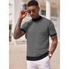 COOFANDY Men’s Mock Turtleneck Sweater Short Sleeve Casual Basic Tops Ribbed Knit Pullover Solid Tee(02 Striped – Black)