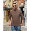COOFANDY Mens Quarter Zip Pullover Mock Neck Sweatshirt Long Sleeve Sweater(Brown)