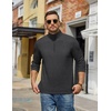 COOFANDY Mens Quarter Zip Pullover Mock Neck Sweatshirt Long Sleeve Sweater(Dark Heather Grey)