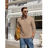 COOFANDY Mens Quarter Zip Pullover Mock Neck Sweatshirt Long Sleeve Sweater(Khaki)