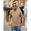 COOFANDY Mens Quarter Zip Pullover Mock Neck Sweatshirt Long Sleeve Sweater(Khaki)