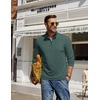 COOFANDY Mens Quarter Zip Pullover Mock Neck Sweatshirt Long Sleeve Sweater(Lake Green)