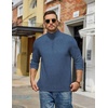 COOFANDY Mens Quarter Zip Pullover Mock Neck Sweatshirt Long Sleeve Sweater(Light Blue)