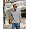 COOFANDY Mens Quarter Zip Pullover Mock Neck Sweatshirt Long Sleeve Sweater(Light Heather Grey)