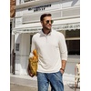 COOFANDY Mens Quarter Zip Pullover Mock Neck Sweatshirt Long Sleeve Sweater(White)