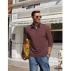 COOFANDY Mens Quarter Zip Pullover Mock Neck Sweatshirt Long Sleeve Sweater(Wine Red)