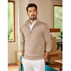 COOFANDY Mens Quarter Zip Pullover Sweater Casual Mock Neck Knit Polo(Apricot)