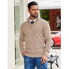 COOFANDY Mens Quarter Zip Pullover Sweater Casual Mock Neck Knit Polo(Apricot)