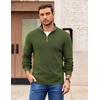 COOFANDY Mens Quarter Zip Pullover Sweater Casual Mock Neck Knit Polo(Army Green)