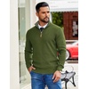 COOFANDY Mens Quarter Zip Pullover Sweater Casual Mock Neck Knit Polo(Army Green)