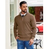 COOFANDY Mens Quarter Zip Pullover Sweater Casual Mock Neck Knit Polo(Ash Brown)