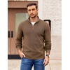 COOFANDY Mens Quarter Zip Pullover Sweater Casual Mock Neck Knit Polo(Ash Brown)