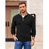 COOFANDY Mens Quarter Zip Pullover Sweater Casual Mock Neck Knit Polo(Black)