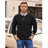 COOFANDY Mens Quarter Zip Pullover Sweater Casual Mock Neck Knit Polo(Black)
