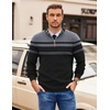 COOFANDY Mens Quarter Zip Pullover Sweater Casual Mock Neck Knit Polo(Black-grey)