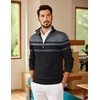 COOFANDY Mens Quarter Zip Pullover Sweater Casual Mock Neck Knit Polo(Black-grey)
