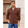 COOFANDY Mens Quarter Zip Pullover Sweater Casual Mock Neck Knit Polo(Brown)