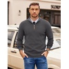 COOFANDY Mens Quarter Zip Pullover Sweater Casual Mock Neck Knit Polo(Dark Gray)