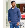 COOFANDY Mens Quarter Zip Pullover Sweater Casual Mock Neck Knit Polo(Gray Blue)