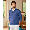 COOFANDY Mens Quarter Zip Pullover Sweater Casual Mock Neck Knit Polo(Gray Blue)
