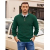 COOFANDY Mens Quarter Zip Pullover Sweater Casual Mock Neck Knit Polo(Green)