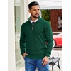 COOFANDY Mens Quarter Zip Pullover Sweater Casual Mock Neck Knit Polo(Green)