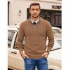 COOFANDY Mens Quarter Zip Pullover Sweater Casual Mock Neck Knit Polo(Khaki)