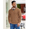 COOFANDY Mens Quarter Zip Pullover Sweater Casual Mock Neck Knit Polo(Khaki)