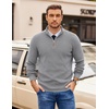 COOFANDY Mens Quarter Zip Pullover Sweater Casual Mock Neck Knit Polo(Light Gray)