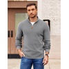 COOFANDY Mens Quarter Zip Pullover Sweater Casual Mock Neck Knit Polo(Light Gray)