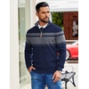 COOFANDY Mens Quarter Zip Pullover Sweater Casual Mock Neck Knit Polo(Navy Blue-grey)